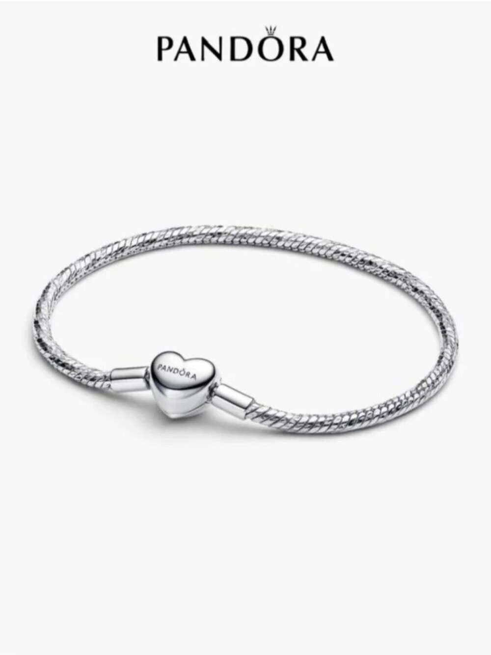 Pandora Heart Clasp Faceted Snake Chain Bracelet